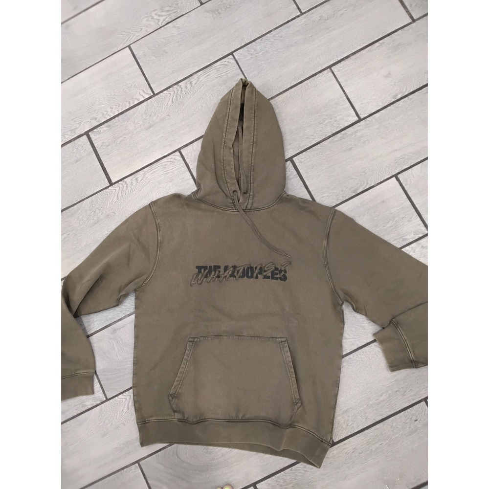 The Kooples Mens Khaki Green Washed Logo Manifesto Hoodie XL HSWE29038K NEW